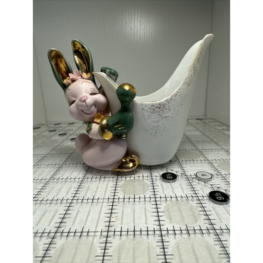 Vintage LEFTON Pink Bunny Rabbit Creamer/Planter Easter Anthropomorphic - Picture 13 of 16
